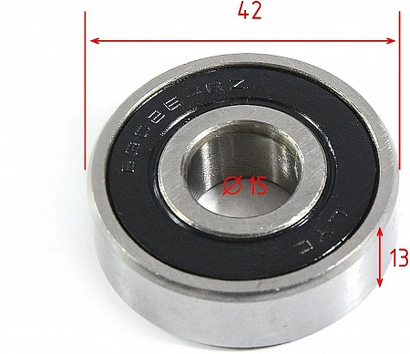 Подшипник передней оси 6302 RS 15х42х13 JMC 250 FR Подшипник передней оси 6302 RS 15х42х13 JMC 250 FR