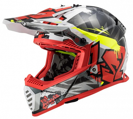Кроссовый шлем детский LS2 MX437 FAST EVO MINI CRUSHER Black-Red Кроссовый шлем детский LS2 MX437 FAST EVO MINI CRUSHER Black-Red