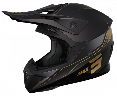 Кроссовый шлем SHOT PULSE EDGE (черный/золотой матовый) Кроссовый шлем SHOT PULSE EDGE (черный/золотой матовый)