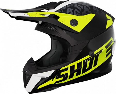 Кроссовый шлем SHOT PULSE AIRFIT, черный/белый/Hi-Vis желтый глянцевый Кроссовый шлем SHOT PULSE AIRFIT, черный/белый/Hi-Vis желтый глянцевый
